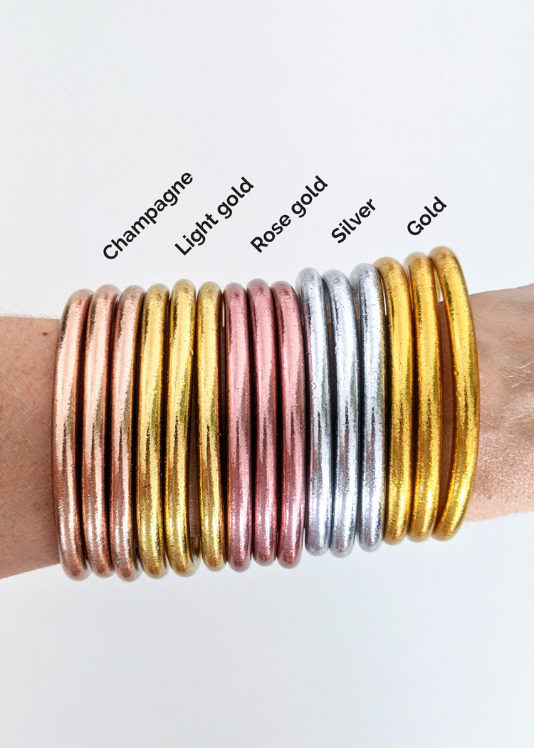 Bracelet jonc bouddhiste doré, rose, argenté