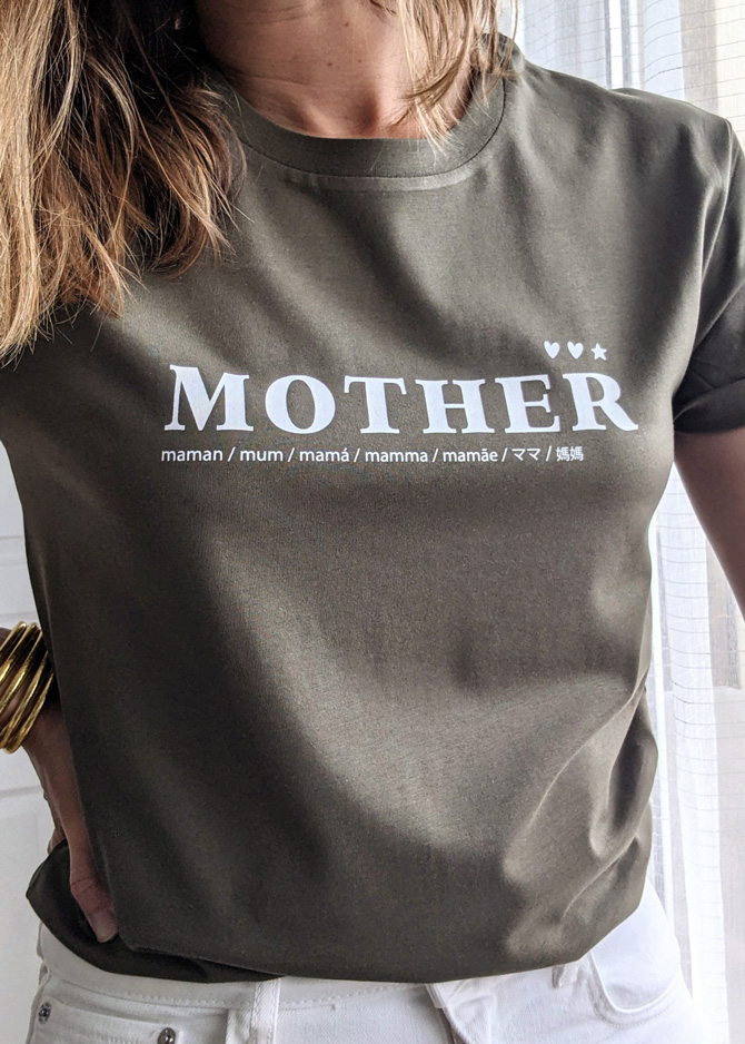 T-shirt mother pour mum of one, mum of two, mum of three. Cadeau parfait à offrir à une maman.