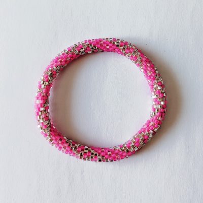 Bracelet népalais rose et argent - Maia et Zoé