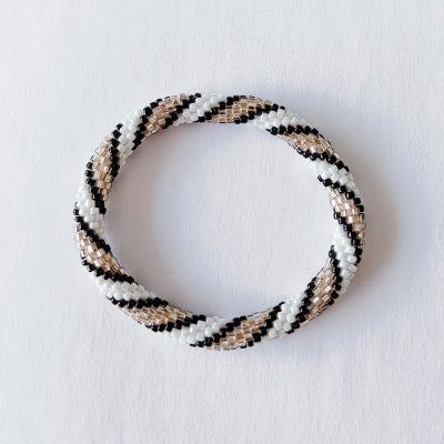 Bracelet népalais blanc rosé et doré - Maia et Zoé
