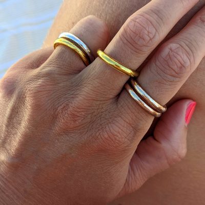 Bague bouddhiste light gold, champagne et silver, Maia et Zoé