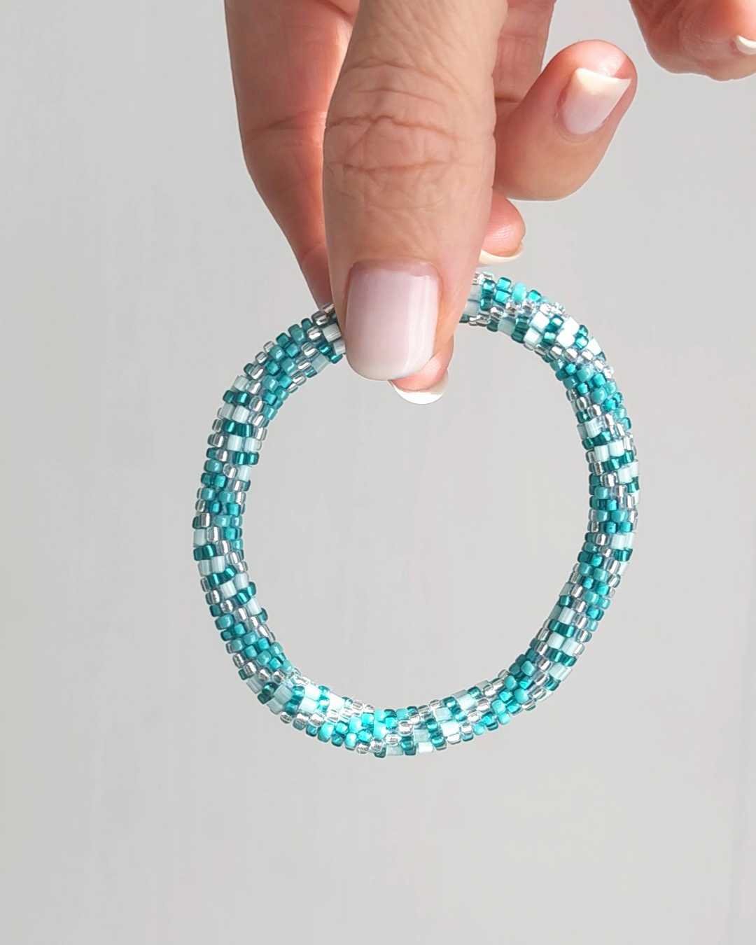 Bracelet népalais #25 (turquoise argenté) – Image 4