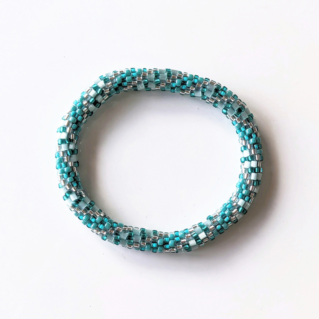 Bracelet népalais #25 (turquoise argenté)