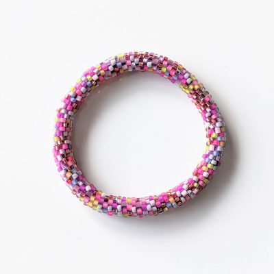 Bracelet népalais #32 (confettis rose violet)