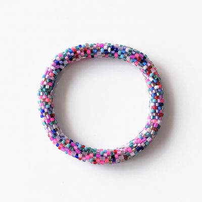 Bracelet népalais #33 (confettis bleu rose)