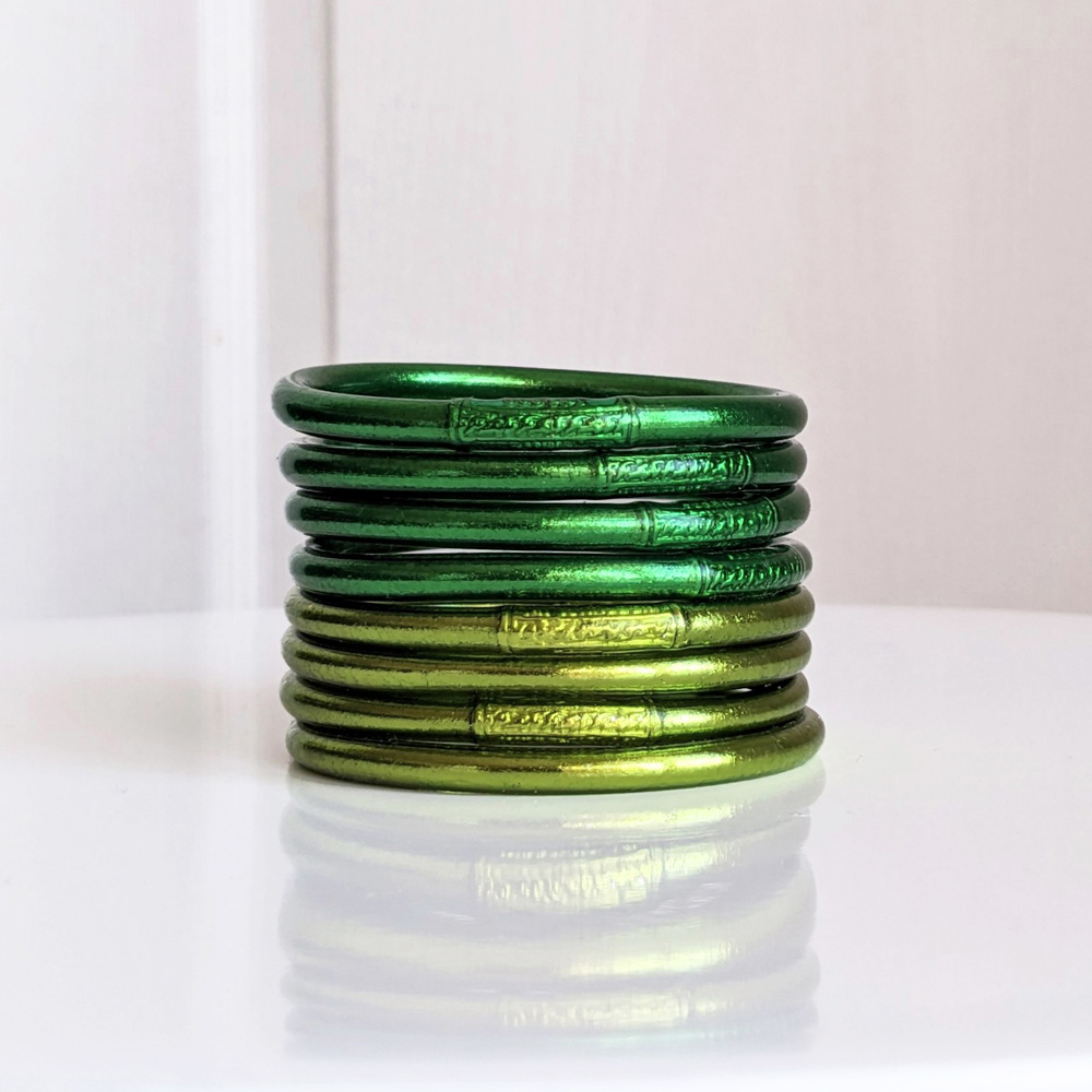Bracelet bouddhiste Maia et Zoé jonc vert