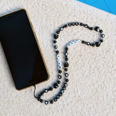 Bracelet de téléphone - Black Heart (à personnaliser)