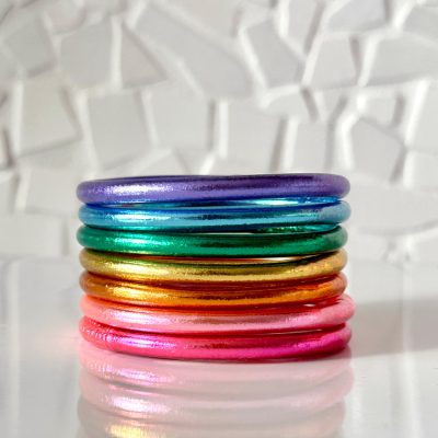Lot de 7 joncs bouddhistes - arc-en-ciel