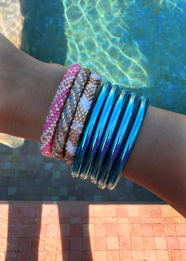 Bracelet népalais #40 (bleu-gris et doré) – Image 3