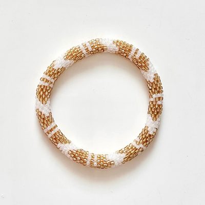 Bracelet népalais #37 (blanc et doré)