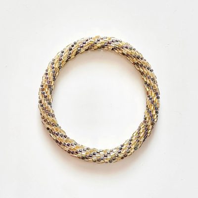 Bracelet népalais #40 (bleu-gris et doré)