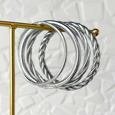 Lot de 4 joncs bouddhistes - silver