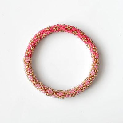 Bracelet népalais #44 (rose corail et doré)