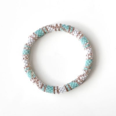 Bracelet népalais #48 (vert-eau et champagne)