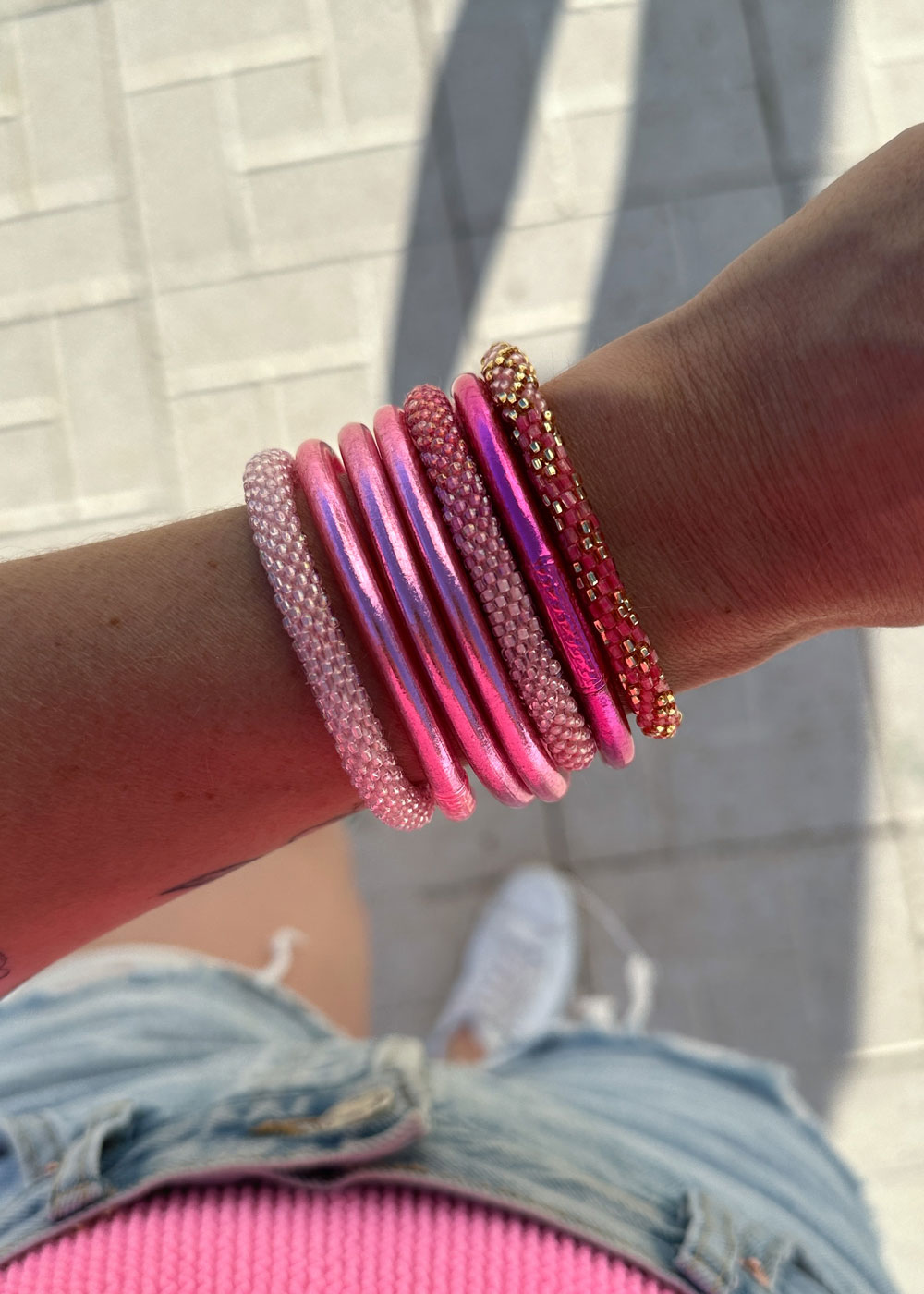 Bracelet népalais #46 (rose pastel) – Image 2
