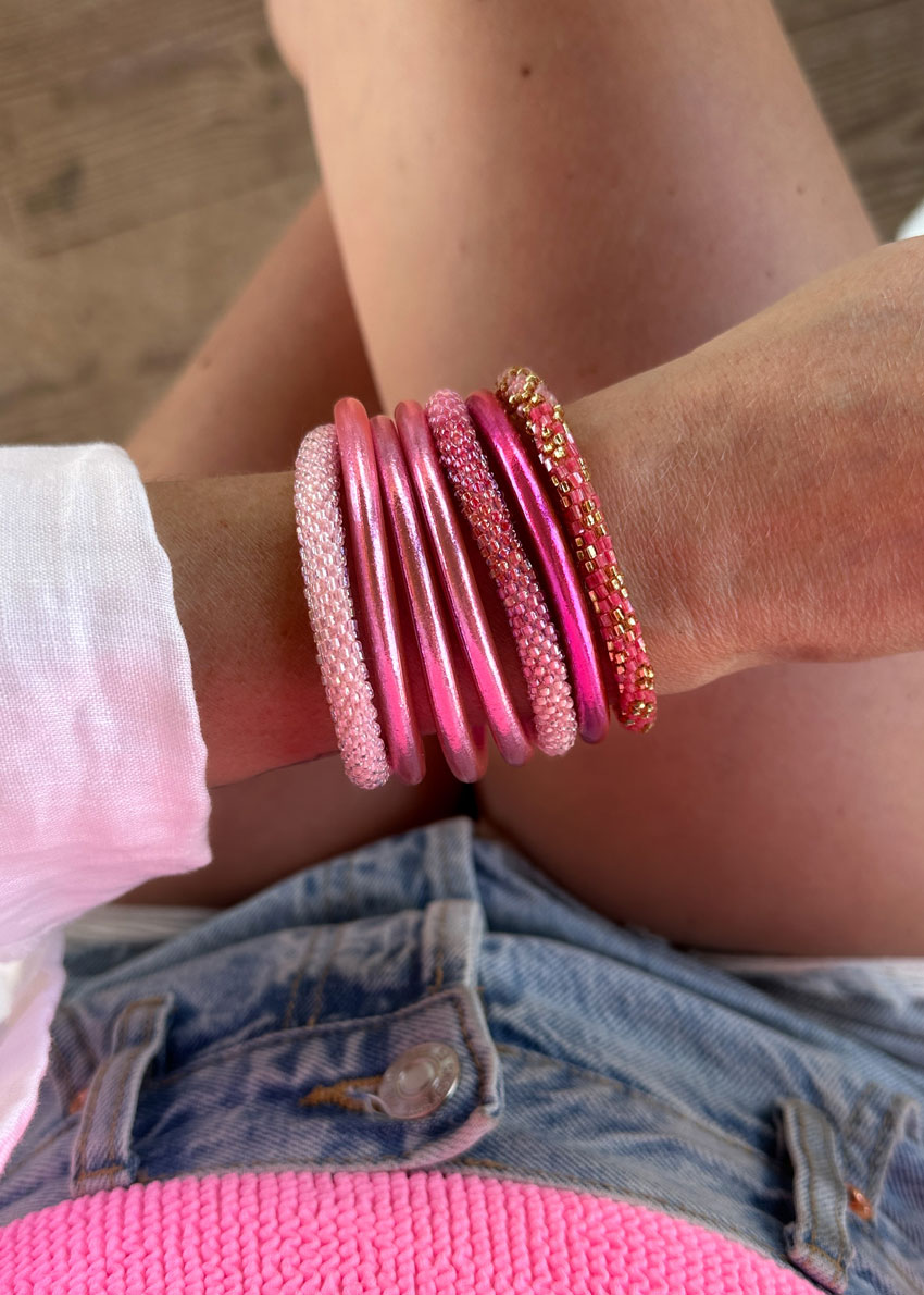 Bracelet népalais #46 (rose pastel) – Image 4