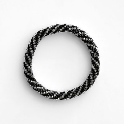 Bracelet népalais #59 (silver et noir)