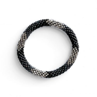 Bracelet népalais #63 (noir, dark silver et silver)