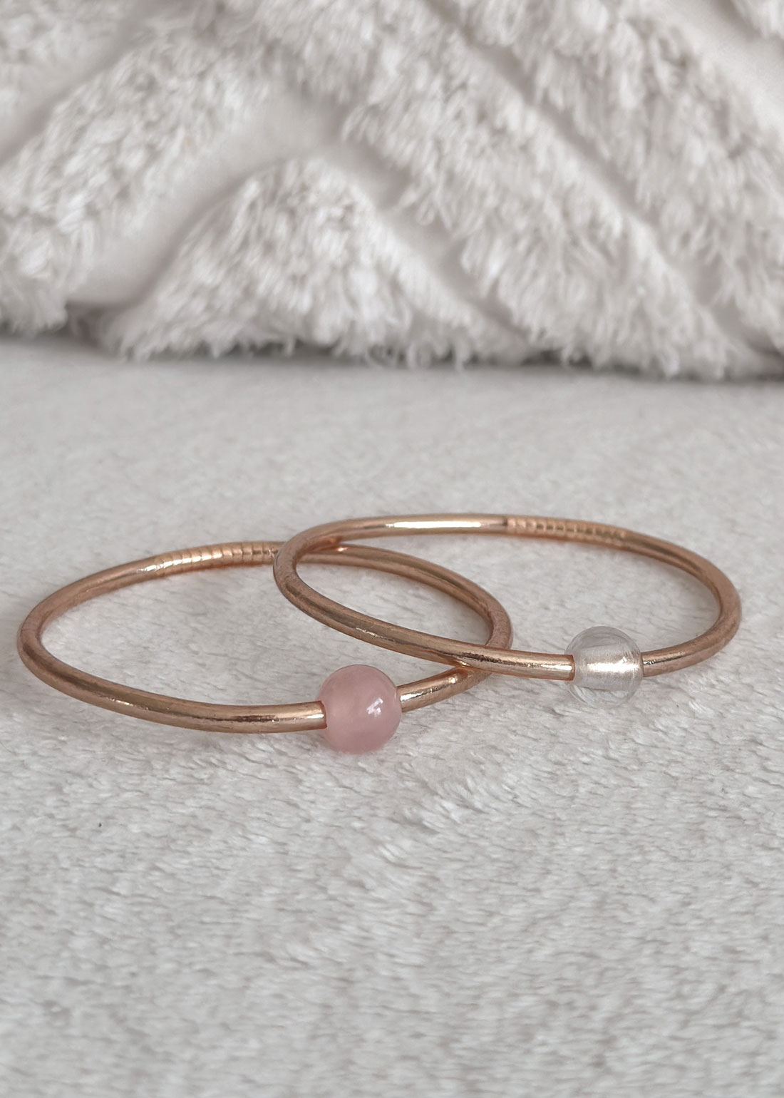 Jonc bouddhiste precious - champagne & quartz rose – Image 5