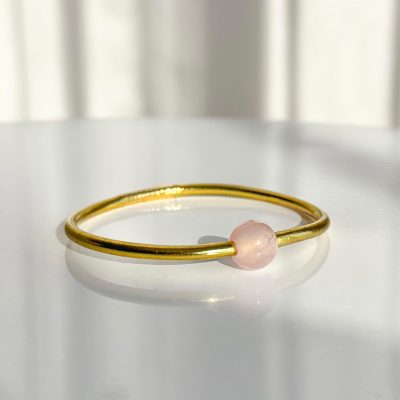 Jonc bouddhiste precious - light gold & quartz rose