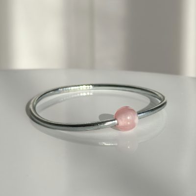 Jonc bouddhiste precious - silver & quartz rose