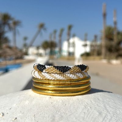 Lot joncs bouddhistes et bracelets népalais - light gold