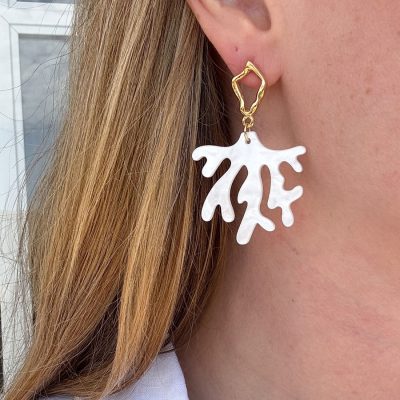 Boucles d'oreilles Calypso - blanc nacré