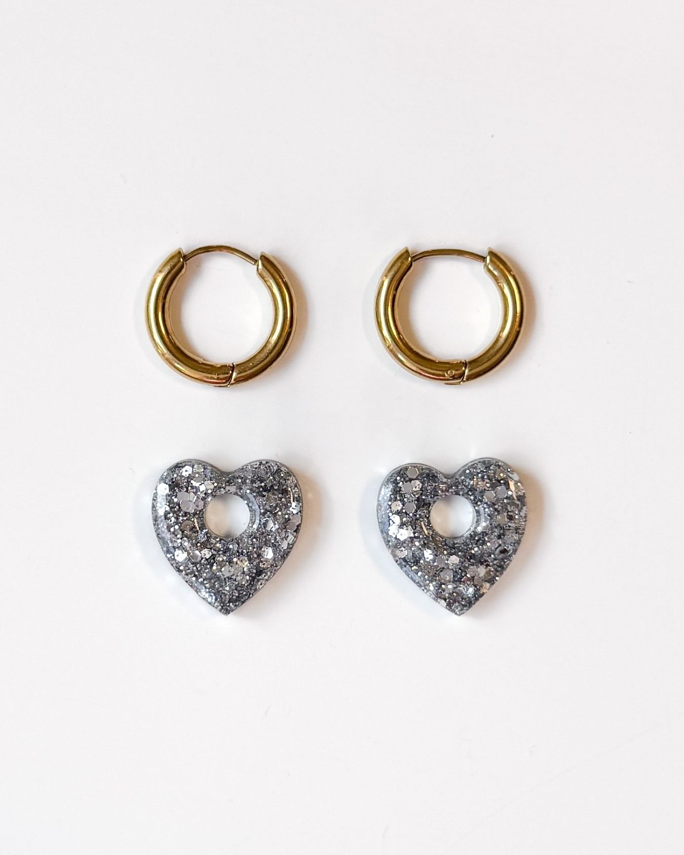 Mini créoles Coeur - argenté – Image 2