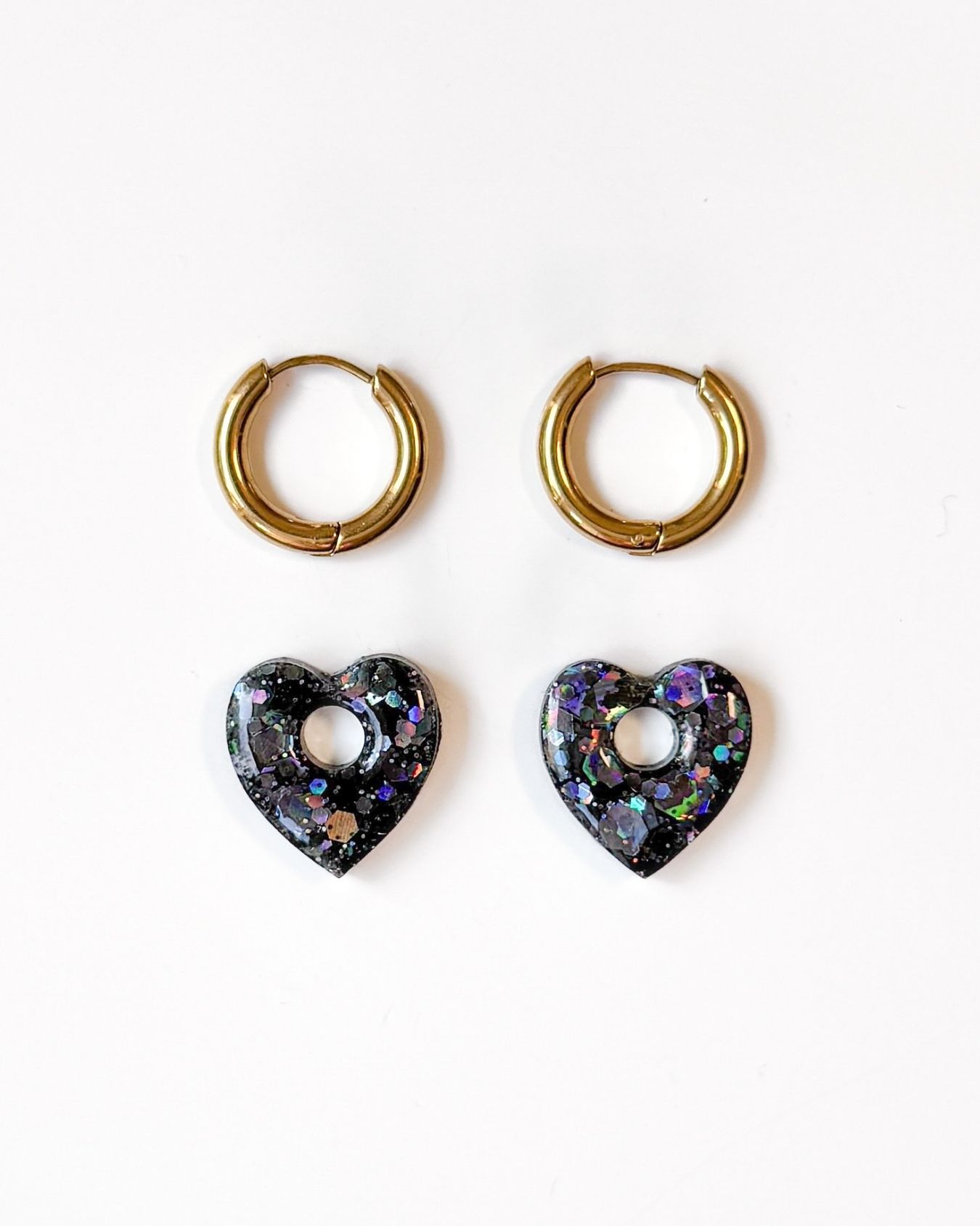 Mini créoles Coeur - black onyx – Image 2