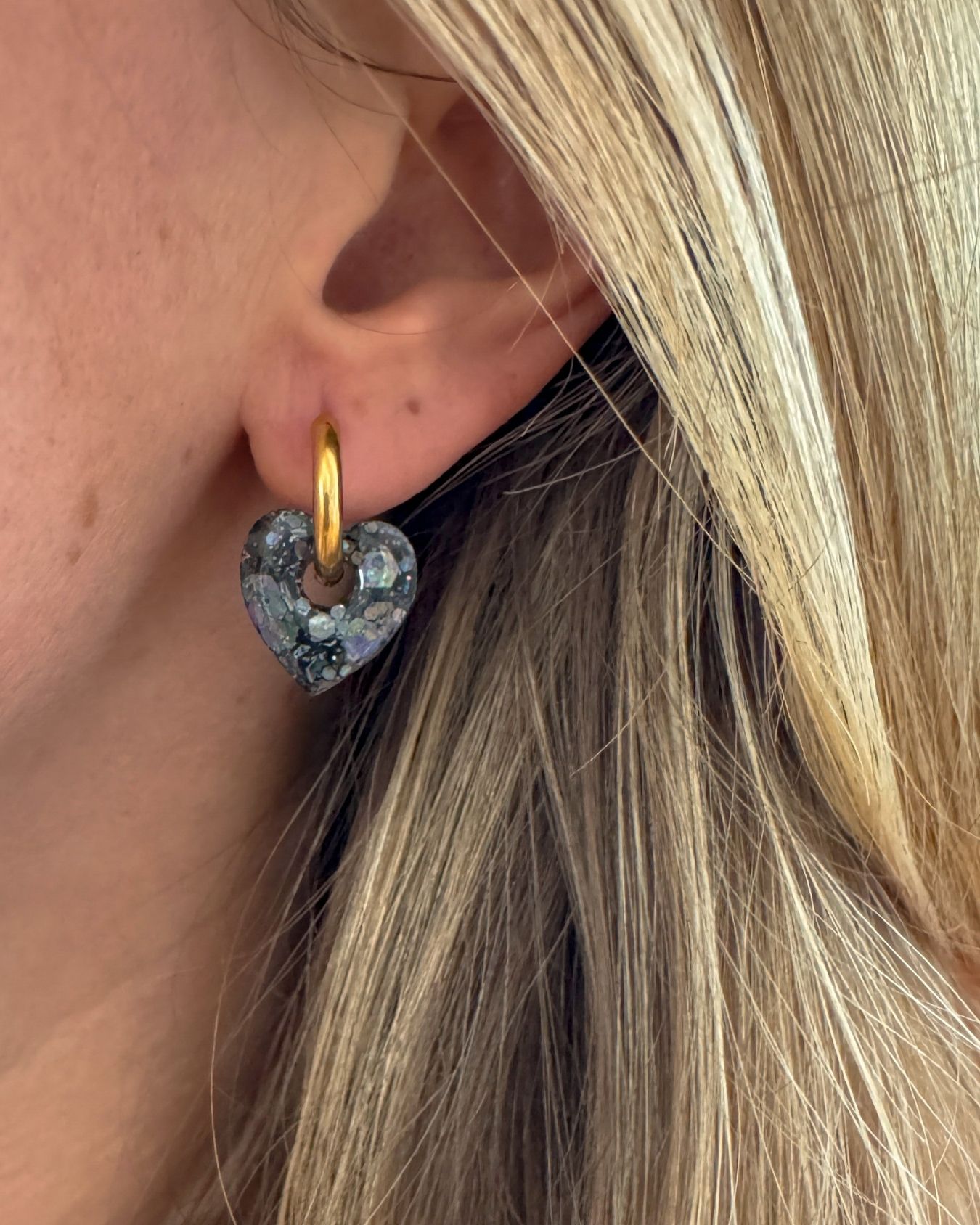 Mini créoles Coeur - black onyx