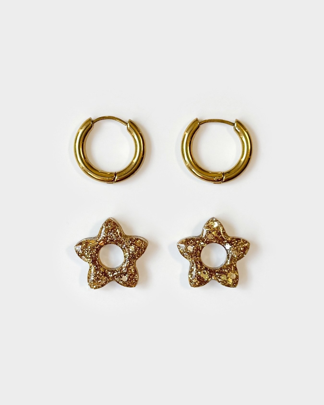 Mini créoles fleurs Tiare - doré