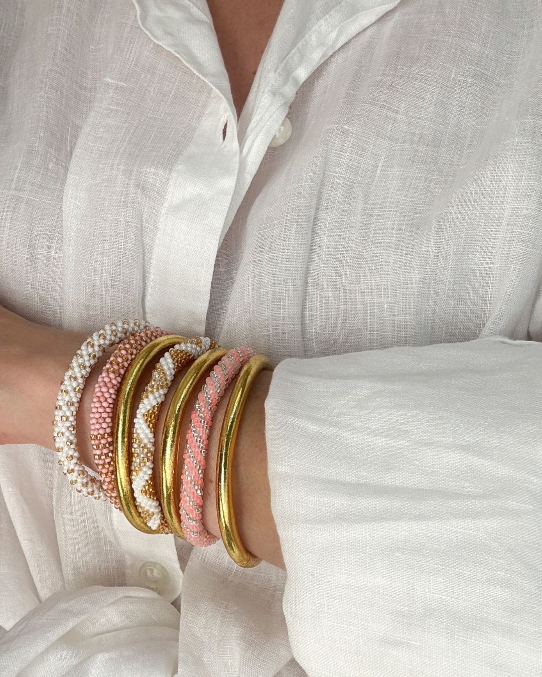 Bracelet népalais #84 (rose et argenté) – Image 5