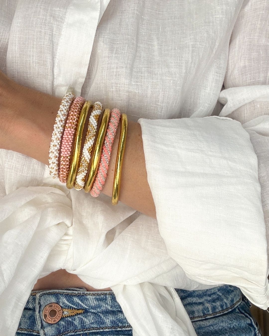 Bracelet népalais #85 (rose et doré) – Image 4
