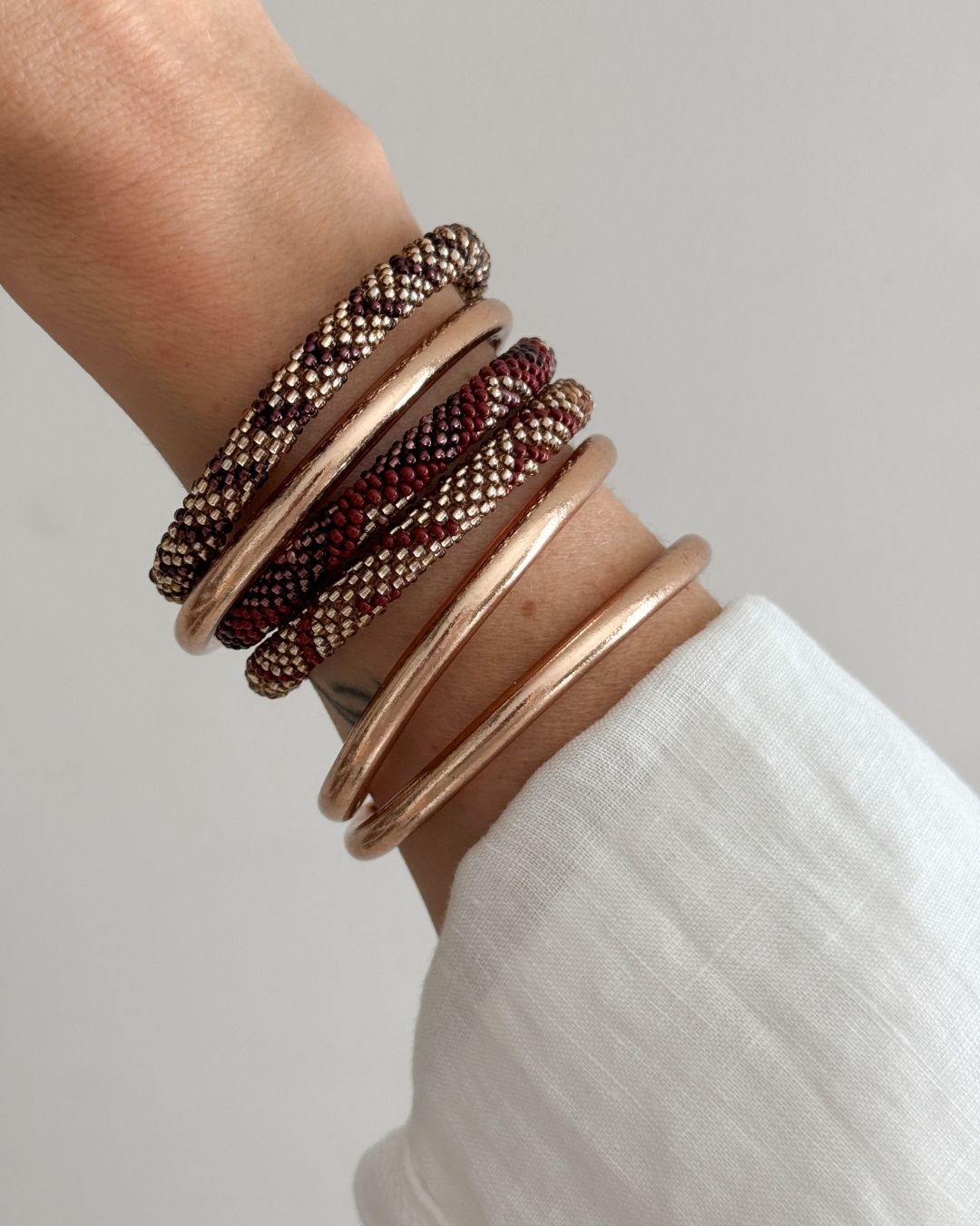 Bracelet népalais #91 (marron et champagne) – Image 2