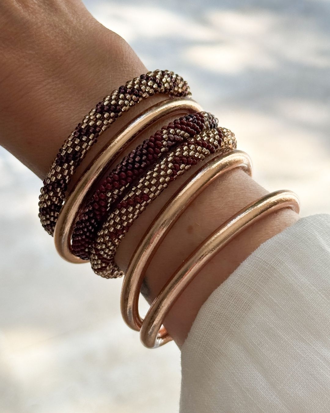 Bracelet népalais #92 (marron et champagne) – Image 2