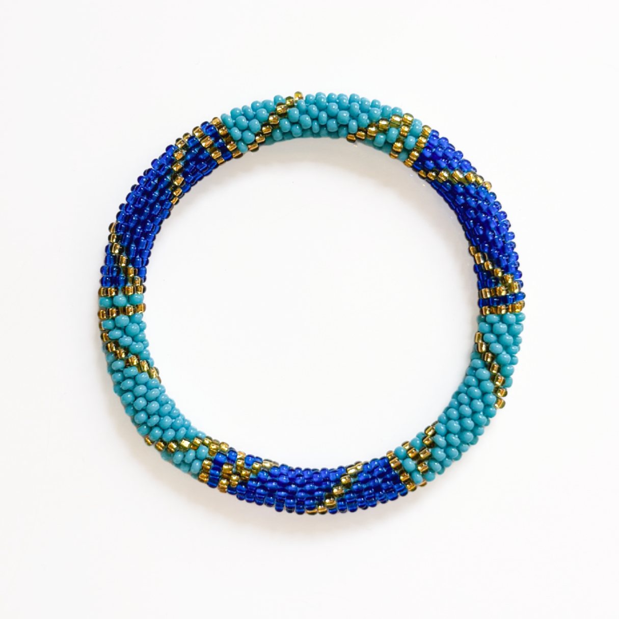 Bracelet népalais #96 (bleu et doré)