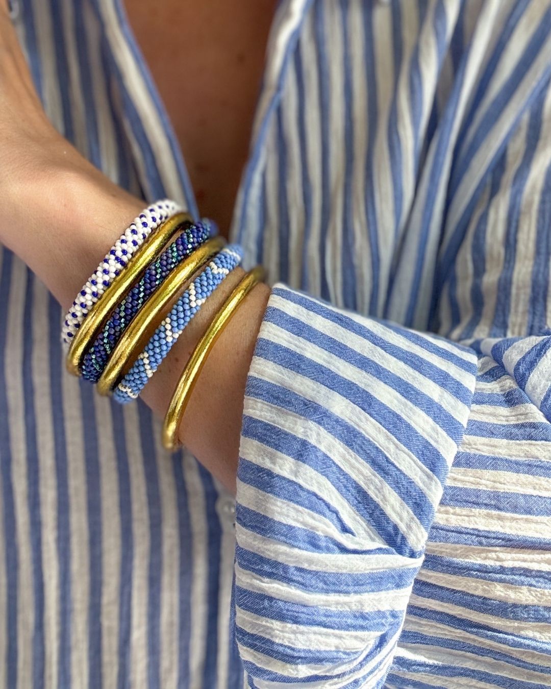 Bracelet népalais #99 (bleu et blanc) – Image 3